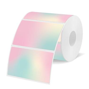 Imagem de Etiquetas térmicas diretas rosa de 7,6 x 5 cm para envio, códigos de barras, endereço, adesivos térmicos à prova d'água compatíveis com impressora de etiquetas Rollo e impressoras de mesa Zebra - Cor