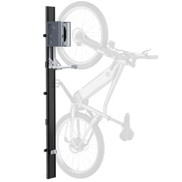 Imagem de monTEK Rack de elevação automática para bicicleta elétrica – Serve para pneus de 61 a 73 cm, suporte de parede vertical resistente para bicicletas (até 32 kg) - Levantamento sem esforço, fácil