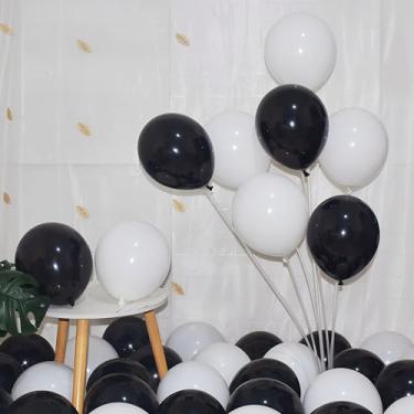 Imagem de 200 peças de balões pretos e brancos, kit de arco de guirlanda de látex de 30 cm para chá de bebê, aniversário, chá de panela, casamento, aniversário, decoração de festa