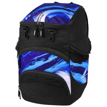 Imagem de bohunono Mochila de natação 45L para equipamentos - Bolsa de equipamento grande com compartimento para sapatos e bolsos de malha, mochila esportiva de equipe para nadadores