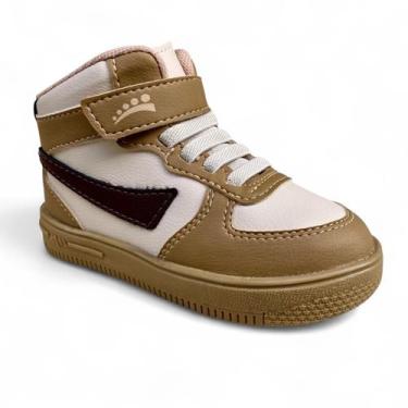 Imagem de Tênis Cano Alto Botinha Infantil Ortopasso Macio Calce Fácil, Marrom, 