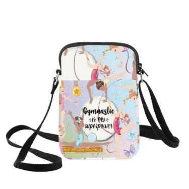 Imagem de WZMPA Bolsa tiracolo de ginástica, presentes de equipe de ginástica é minha super potência, bolsa de ombro para professores de ginástica, Gymnastic Power-cb, Bolsa tiracolo