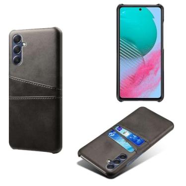 Imagem de Capa compatível com Samsung Galaxy M54 5G, capa de couro PU - Capa de telefone fina à prova de choque com 2 compartimentos para cartão, proteção anti-impressão digital e antiqueda, couro sintético de