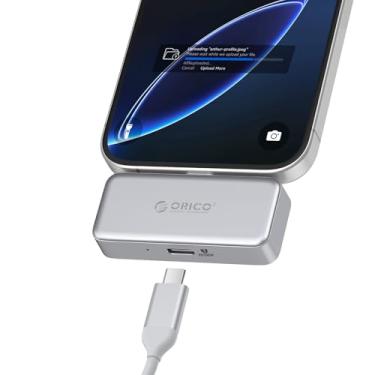 Imagem de ORICO FlashPod SSD portátil de liga de alumínio de 64 GB com carregamento rápido PD 100W, design de plugue direto, unidade de estado sólido externa de 90 MB/s, armazenamento confiável para iPhone 17