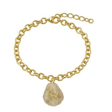 Imagem de Pulseira de Quartzo Rutilo - Cristal Natural, Banho Ouro 18k