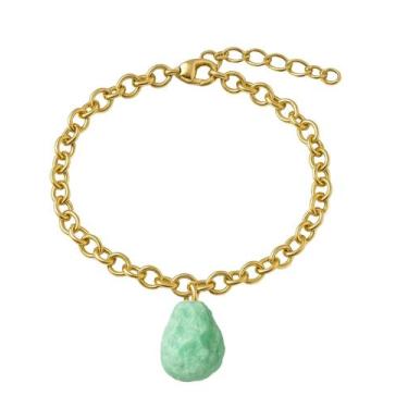 Imagem de Pulseira de Crisoprasio - Cristal Natural, Banho Ouro 18k