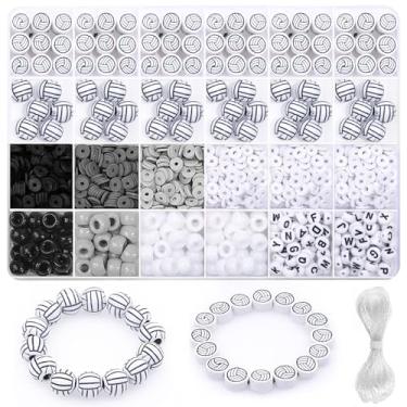 Imagem de 1600 peças, bola esportiva de vôlei, contas de argila de polímero, berloques para pulseiras da amizade, kit de fazer contas fofas e divertidas, faça você mesmo, artes artesanais, presentes de