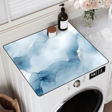 Imagem de Capa de mármore para máquina de lavar roupa superior de 59,9 cm x 50 cm almofada para a parte superior da lavadora ou secadora protetor de máquina de lavar poeira almofada antiderrapante impermeável