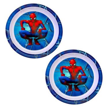 Imagem de Kit 2 Pratos Rasos Melamina Homem Aranha Disney Marvel - Marca