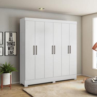 Imagem de Guarda Roupa Roupeiro Casal 06 Portas Prático Branco Demóbile