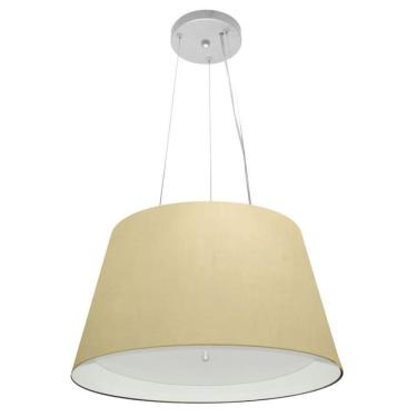Imagem de Lustre Pendente Cone Md-4119 Cúpula Forrada em Tecido 21/40x30cm Algodão Crú / Branco -...