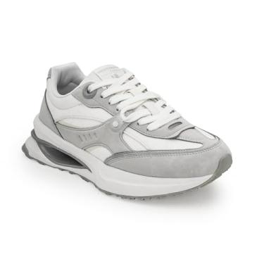 Imagem de Red Tape Tênis masculino de plataforma grossa, cano baixo, casual, retrô, com cadarço, palmilha acolchoada e sola antiderrapante, ideal para escritório, caminhada, corrida, academia e uso diário