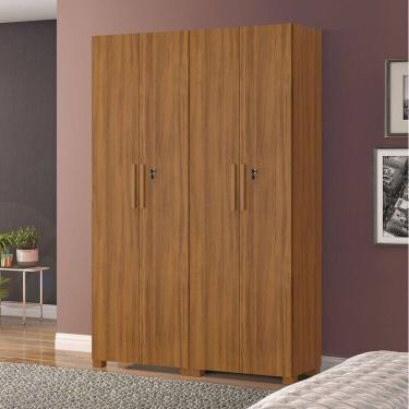 Imagem de Kit com 2 Armários Multiuso Escritório Nt4020 4 Portas e Prateleiras Freijó