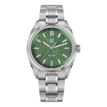 Imagem de watchdives WD0003 Relógio masculino aventurina com design original VH31 Sweep Second Quartz Watch 36 mm Relógio de pulso luxuoso cristal safira 100 m à prova d'água, Verde