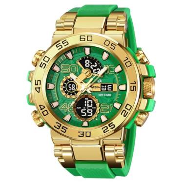 Imagem de findtime Relógio masculino esportivo, militar, à prova d'água, digital, analógico, tático, para uso ao ar livre, mostrador grande, relógio de pulso duplo com LED luminoso, alarme, cronômetro, Relojes