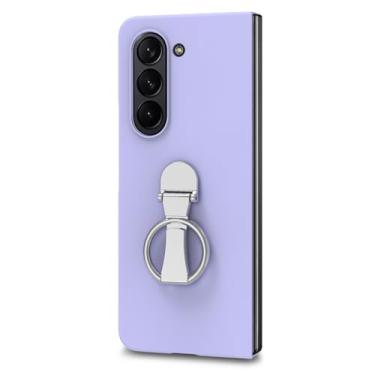 Imagem de HAOMRIYL Capa para Samsung Galaxy Z Fold 7, capa rígida fina para PC com protetor de tela e suporte de anel de dedo com rotação de 360°, capa à prova de choque, roxa, dobra 7