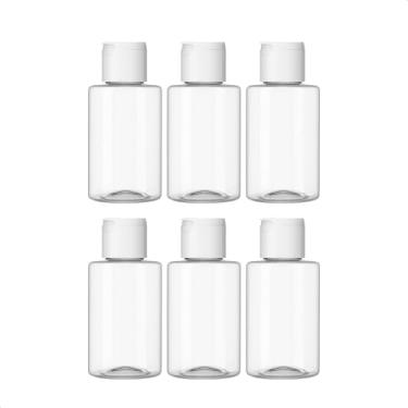 Imagem de Kit 6 Frascos Flip Top Tampa Pressão 100ml para Viagem - Organizador de Creme, Shampoo, Sabonete e Cosméticos