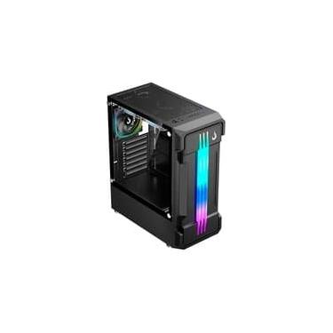 Imagem de Gabinete Gamer Rise Mode Zeus Glass 01, Mid Tower, Led Frontal customizável, Lateral em Vidro, Sem FANs, Preto - RM-CA-ZE-01-FB