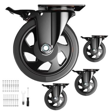 Imagem de Conjunto giratório de 5 polegadas Caster Wheels YUPEZOP de 4 pretos pe