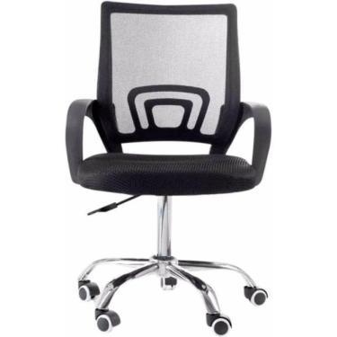 Imagem de Kit 3 Cadeira De Escritório Com Base Cromada Preta