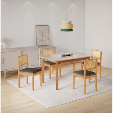 Imagem de Mesa Alegra 4 Cadeiras Jade 1,20 Jolie Cinza JCM - Cinamomo/Off