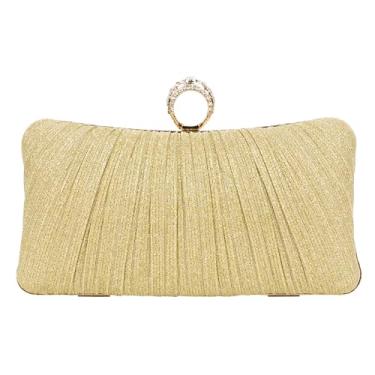 Imagem de DODAMOUR Bolsa clutch de lantejoulas para noite com alça de anel de strass, bolsa transversal com glitter ou bolsa portátil, bolsa de corrente conversível para casamentos, festas, galas, eventos