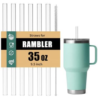Imagem de Canudos para Yeti Copo Rambler de 1000 ml, 6 Pçs Canudos de Substituição Reutilizáveis de 24 cm, Acessórios de Plástico Rígido Livre de BPA com 1 Escova de Limpeza, Ideal para Smoothies, Milkshakes