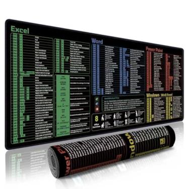 Imagem de Mouse pad de atalho para escritório - Mais de 200 teclas de atalho para Excel/Word/PPT/Windows, 81,5 cm × 11,20 cm GG, borda costurada antiderrapante, 8 exercícios de mesa para eficiência