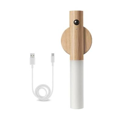 Imagem de Luminaria Led Recarregável Sensor de Movimento Arandela de Madeira Parede Minimalista Mesa Magnética(Madeira Clara,1 unidade)