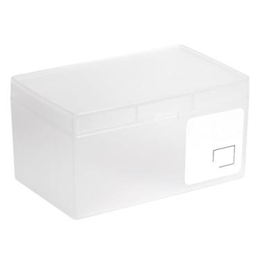 Imagem de Caixa de armazenamento de cartões Organizador de mesa de plástico de plástico de grande capacidade com tampa para estudantes Dormitário Office STURDY COMPACT Tamanho 15.5x9.8x8.2cm