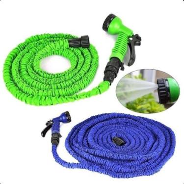 Imagem de Mangueira Flexível Retrátil Azul 15m  Compacta e Resistente para Jardi
