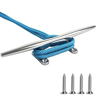 Imagem de VEITHI Chuteiras de doca de barco de aço inoxidável 316 de 38 cm, grandes travas de doca de barco com base aberta, grampo de barco com ferragens, grampo de corda para barco/iate/deck/decoração náutica