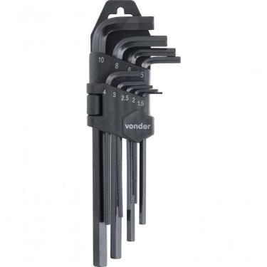 Imagem de Jogo Chave Allen 1,5-10,0mm Tipo L Curta Com 9 Peças Vonder