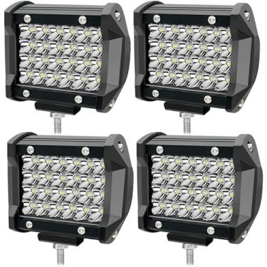 Imagem de Pod de luz LED de 10 cm, barra de LED de 72 W, 4 peças, 12.000 lm, holofote de neblina, luzes de LED off-road, luzes de barco para caminhão, carrinho de golfe, SUV, ATV