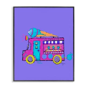 Imagem de Stupell Industries Caminhão de sorvete roxo vibrante preto emoldurado por Susan Lugar, 20 x 16