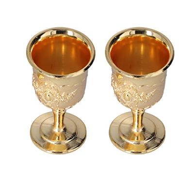 Imagem de Zerone 2pcs Xícara de Vinho Vintage, 1,5 X 2,7in 15 Ml de Cálice de Ouro de Alta Grau para Aniversário de Casamento, Alimentos de Metal Seguro de Metal Pequenos para Bebidas Alcoólicas