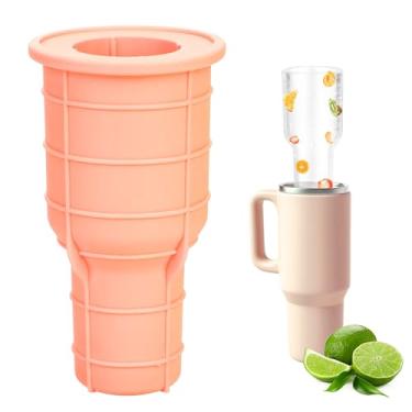 Imagem de Molde de gelo para copo Stanley de 850 a 1,134 g - Molde de gelo de cilindro oco de silicone, bandeja de cubo de gelo para coquetéis gelados, uísque, bebidas, café, máquina de gelo fácil de encher e