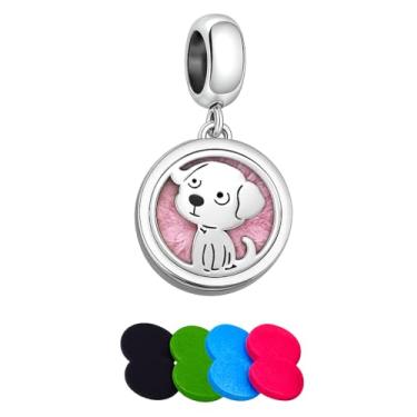 Imagem de BlingNuts Pulseira difusora de óleo essencial de contas de cachorro compatível com pingentes Pandora Pulseiras para mulheres, medalhão de aço inoxidável, joias presentes
