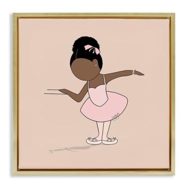 Imagem de Stupell Industries Graceful Ballerina Portrait Gold Framed Floater Canvas Wall Art Design por Sierra Siler, 45,7 x 45,7 cm