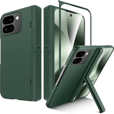 Imagem de Miimall Suporte para Google Pixel 10 Pro Fold com protetor de tela [suporte e protetor de dobradiça] Capa resistente à prova de choque fina fosca à prova de quedas para Pixel 10 Pro Fold verde