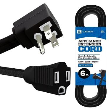 Imagem de ELECTERY Cabo de extensão para aparelhos resistentes, plugue plano aterrado de 14 AWG - 3 pinos, fio de alimentação preto para ar condicionado interno e todos os principais aparelhos, 15 Amps, 1875W