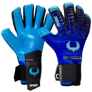 Imagem de Renegade GK Luvas de goleiro profissional Eclipse Riptide com proteção de dedo profissional preta | Luvas de goleiro de futebol azul (tamanho 12, adulto, corte negativo, nível 5)