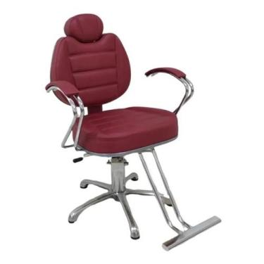 Imagem de Cadeira Reclinável Iris Hidráulica para salão Estofado Bordo - moveis 