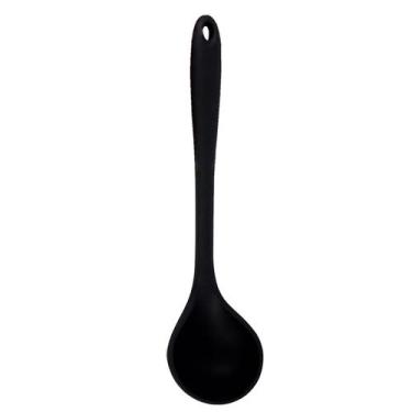 Imagem de Utensílio P/ Cozinha Concha de Silicone 28cm Preta - 2 Uni - CLINK