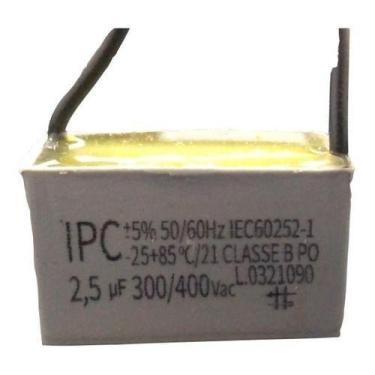 Imagem de Capacitor Quadrado P/ Ventilador 2 Fios 2,5uf 300/400v - IPC, 2,5uf 30