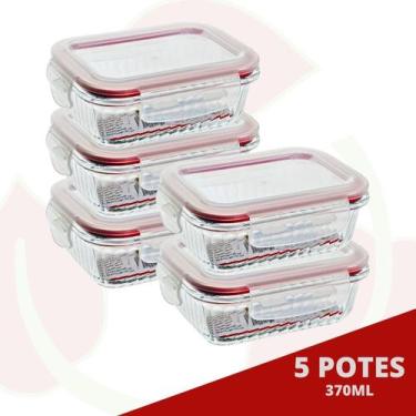 Imagem de Pote Papinha Vidro Trava Tampa 370ML Cor Sortida Lancheira 5Pçs - Belo
