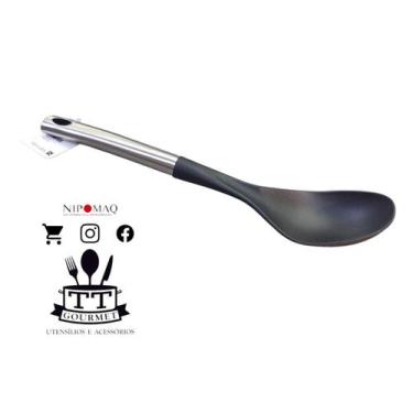 Imagem de Colher de arroz inox e nylon preta ut113-001pr servir buffet - MUNDIAL