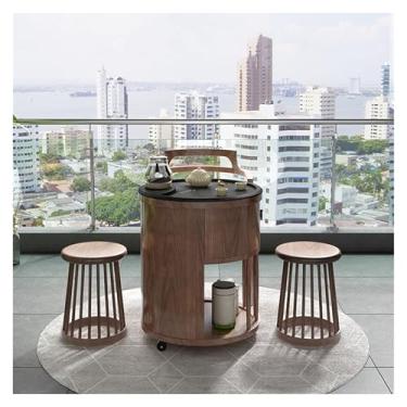 Imagem de YANIR-137 Mesas centrais para sala de estar, mesa de chá móvel, laje de pedra, carrinho de chá de kung fu, varanda, casa, multifuncional, simples, pequena, mesa de chá, adequada para sala de estar