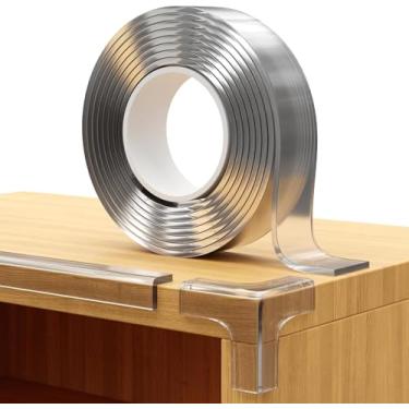 Imagem de Protetor de Borda para Móveis 4,5m & 4 Protetores de Canto Transparente com Adesivo — Proteção Resistente para Prova de Bebê, Segurança para Mesas, Armários, Bancadas e Cantos Afiados