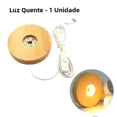 Imagem de Base De Lâmpada Noturna LED Redonda De Madeira De 8/10cm, Operada Por 